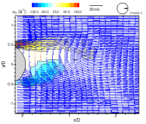 Fig 3. Phase-averaged velocity field at zero degrees (From [3])