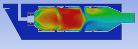 Figure 2 Mid-plane temperature contour of gasturbine combustor