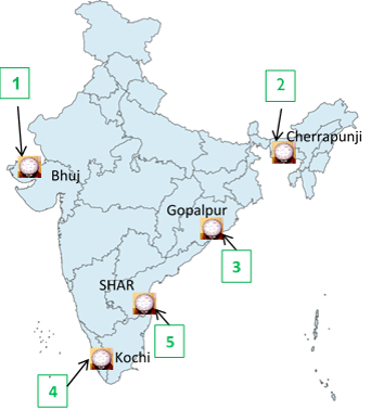 Network of DWR Radomes installed across India