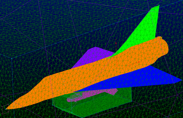 Surface grid and volume grid of unstructured grid of combat aircraft